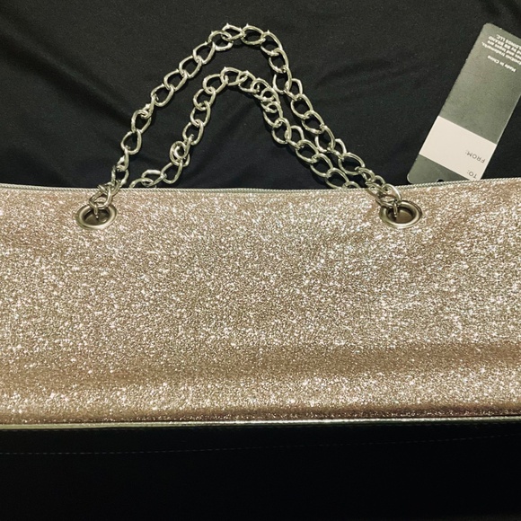 bebe Glitter Rose Gold Purse/Bag with Chain - Brand New with Tag Good Condition - Picture 3 of 4